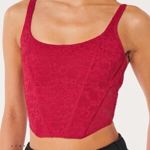 Hollister Red Lace Corset Top